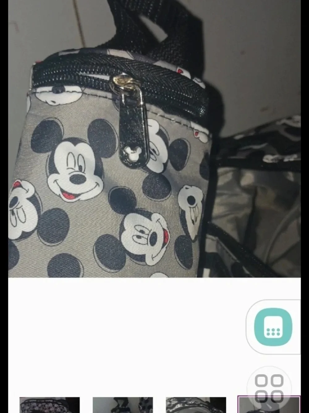 Gray Mickey Print Crossbody Tote Bag With Bottle Carrier